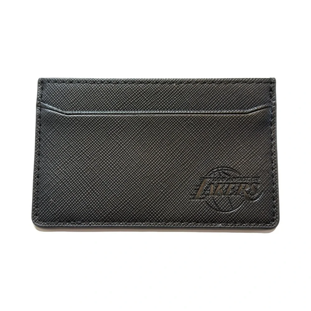 NBA Los Angeles Lakers Black Saffiano Slim Card Holder Wallet Minimalist Case